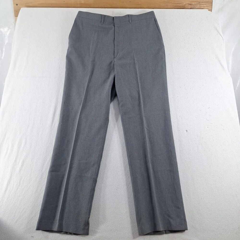 Haggar Magic Stretch 38x34 Wool Blend Gray Mens Dress Pants
